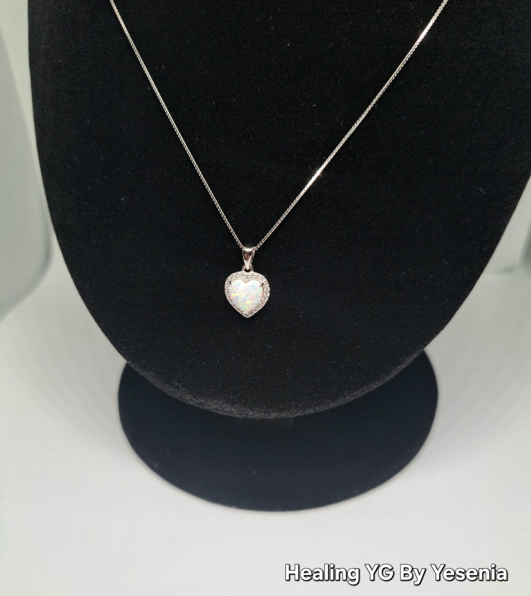 White heart 925 silver necklace