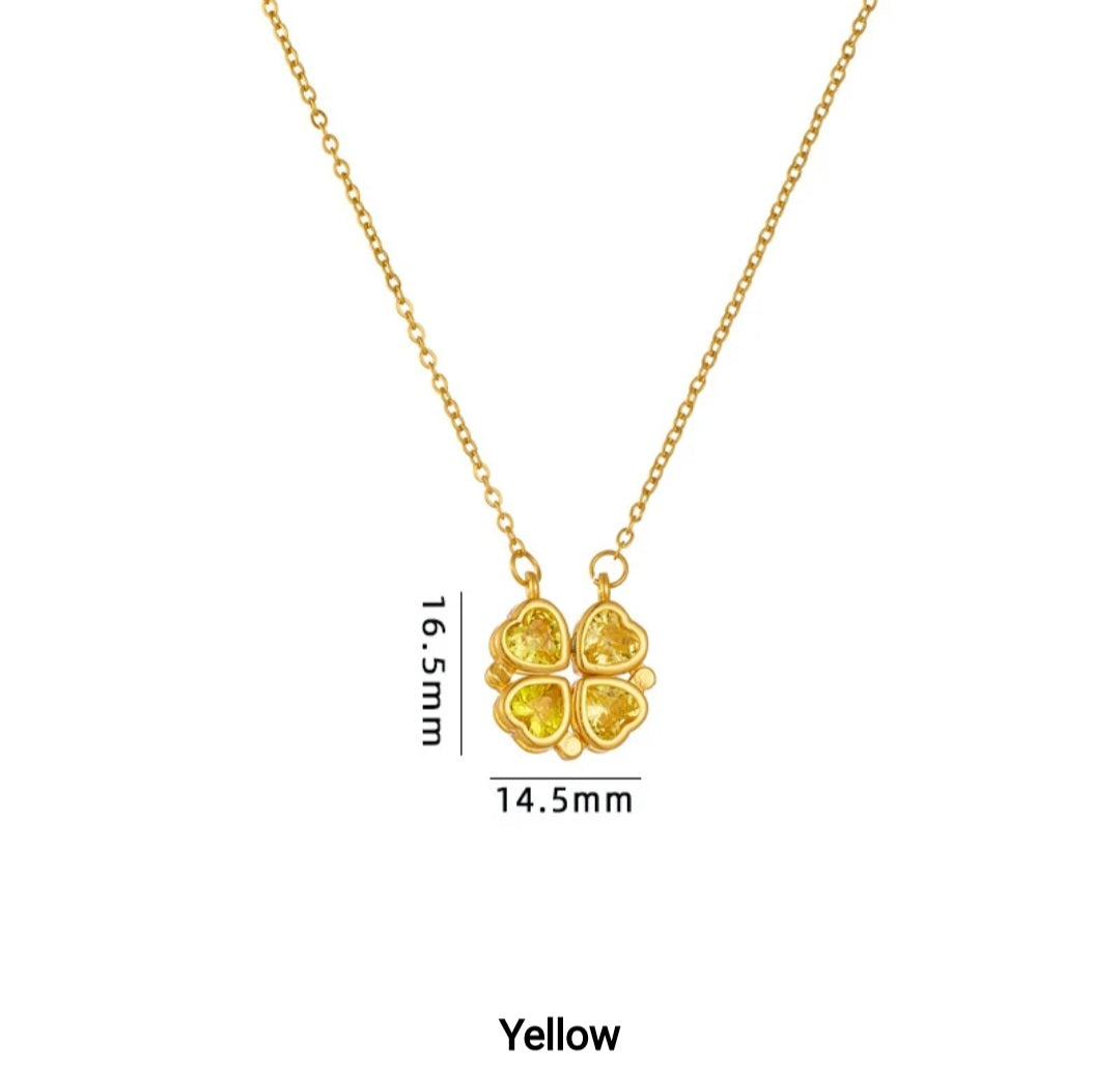 Yellow necklace four leaf clover