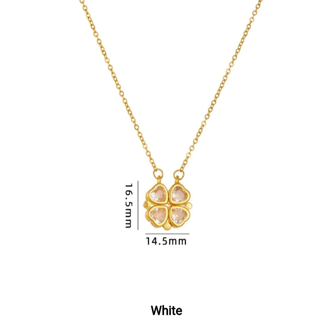 White four leaf clover necklace