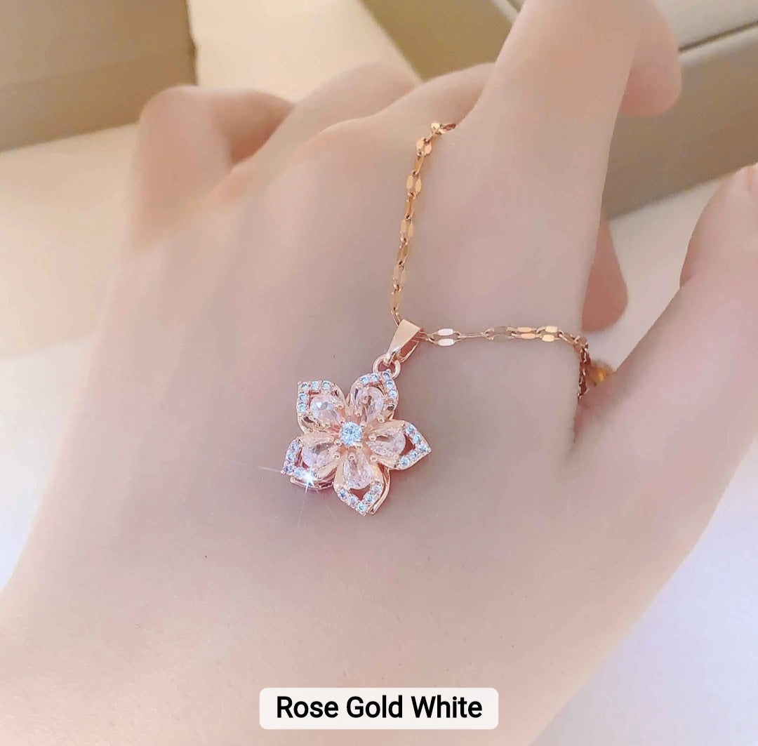 Rose gold white relieving stress necklace