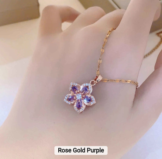 Rose gold purple necklace